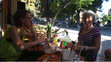 First day in Santiago, a bit delirious... at Cafe Mundo, Plaza Manuel Rodriguez